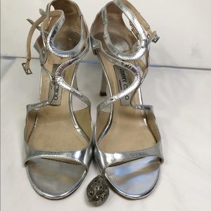 Jimmy Choo Strappy Mirror Leather Sandals 38.5